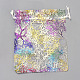 オーガンジーギフトバッグ巾着袋  巾着袋  カラフルなサンゴ模様  長方形  ホワイト  7x5cm X-OP-Q051-5x7-02-2
