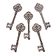 Schlüssel tibetischer Stil Anhänger Fassungen für Strasssteine TIBEB-A101291-R-LF-3