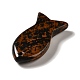 ナチュラルマホガニーのオブシディアンのペンダント  魚のチャーム  39x20x7~7.5mm  穴：2.3mm G-G932-B16-4