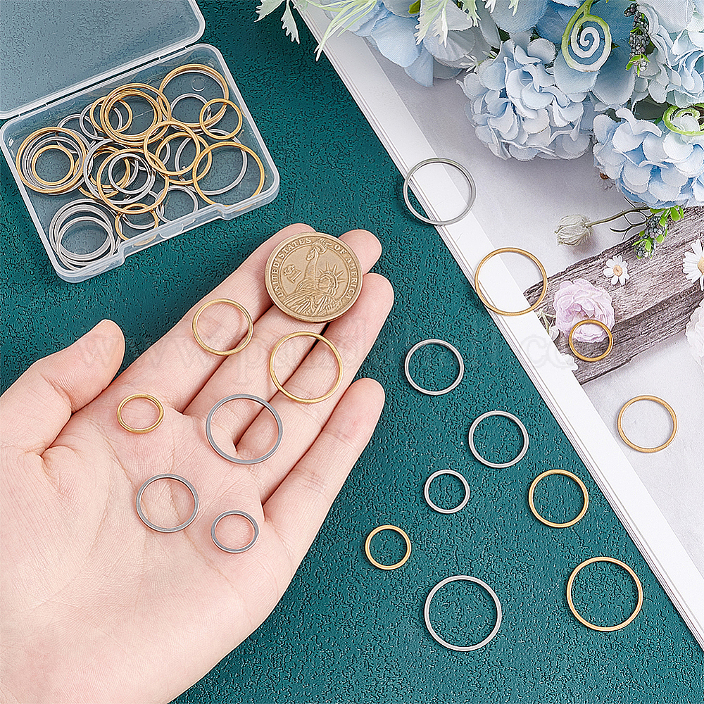 UNICRAFTALE 30 stuks vergulde verbindingsringen van roestvrij staal, ronde ringen, 20 mm, kabelringen, frame, connectoren voor sieraden in ethal, voor het maken van sieraden, doe-het-zelf UNICRAFTALE 30 stuks vergulde verbindingsringen van roestvrij staal, ronde ringen, 20 mm, kabelringen, frame, connectoren voor sieraden in ethal, voor het maken van sieraden, doe-het-zelf