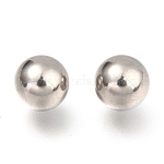 201 Stainless Steel Beads, No Hole/Undrilled, Solid Round, Stainless Steel Color, 9mm