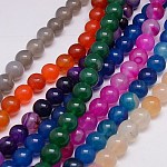 Natürliche Achat Perlen Stränge, gefärbt, Runde, Mischfarbe, 10 mm, Bohrung: 1 mm, ca. 38 Stk. / Strang, 15.75 Zoll