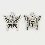 Tibetan Style Alloy Charms, Lead Free and Cadmium Free, Butterfly, Antique Silver Color, 16mmx14.5mm, hole: about 2mm