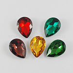 Diamante de imitación de la punta de cristal, espalda plateada, facetados, lágrima, color mezclado, 25x18x8mm