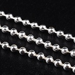 Iron Ball Bead Chains, Soldered, Silver Color Plated, with Spool, Bead: about 1.5mm in diameter, about 328.08 Feet(100m)/roll