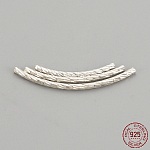 Perles 925 en argent sterling, Tube, couleur d'argent, 30x1.5mm, Trou: 1mm