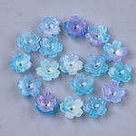 Perlenkappen aus Celluloseacetat (Harz), 5-Blütenblatt, sakura, Licht Himmel blau, 10.5x11x4.5 mm, Bohrung: 1 mm