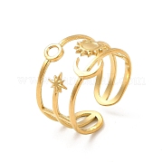 Star & Moon & Sun Ion Plating(IP) 304 Stainless Steel Open Cuff Ring Findings STAS-E066-10G