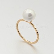 Brass Acrylic Pearl Finger Rings for Wedding Jewelry RJEW-J061-RG