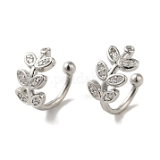 Серьги-каффы из латуни с микропаве из кубического циркония EJEW-R162-46P