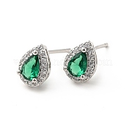 Серьги-капли из зеленого кубического циркония EJEW-F288-20P