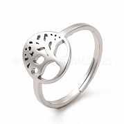 304 Stainless Steel Tree of Life Adjustable Ring for Women RJEW-B027-26P