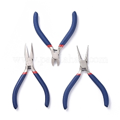 Conjunto de 3 joyería que hace fuentes artesanía alicates diy conjunto de herramientas de nariz plana redonda alicates de corte de alambre azul, # 50 acero (acero alto en carbono)