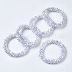Pulseras elásticas de cuentas de vidrio transparente facetado, arco iris chapado, rerondana plana, claro ab, diámetro interior: 2 pulgada (5 cm)