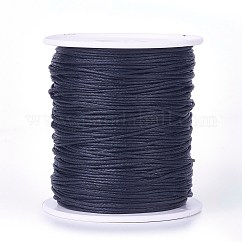 Cordones de hilo de algodón encerado, negro, 1mm, Aproximadamente 100 yardas / rollo (300 pies / rollo)