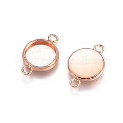 201 connettori cabochon in acciaio inossidabile, coppe con bordo liscio, rotondo e piatto, oro roso, vassoio: 8mm, 10x17x2mm, Foro: 2.5 mm