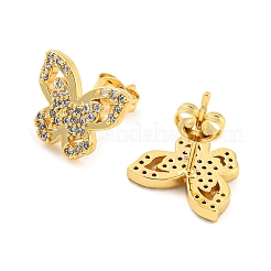 Orecchini a bottone a forma di farfalla con micro pavè di ottone placcato a cremagliera&nbsp;EJEW-P240-04G