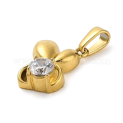 304 acciaio inossidabile micro pavé zirconia cubica trasparente&nbsp;STAS-R229-25G