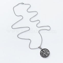 Rock-Style-Halsketten mit rundem Krieger-Medaillenanhänger aus Edelstahl 304 für Herren&nbsp;IB5984