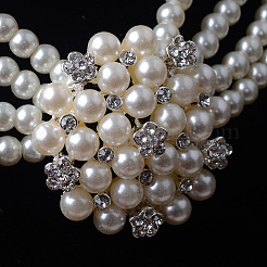 Blumenlegierung Kristall Strass & Kunststoff Perle Mehrschicht Halskette & Ohrstecker Sets für Frauen&nbsp;WGAF3FB-02