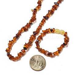 Armbänder und Halsketten-Sets aus Naturbernsteinperlen für Babys&nbsp;AJEW-K050-04