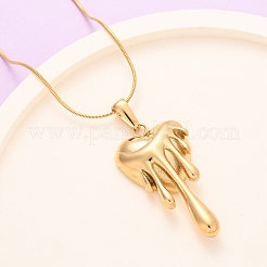 Collar de cadena de serpiente con colgante de corazón derretido de acero inoxidable 304 para mujer&nbsp;NJEW-F354-09G