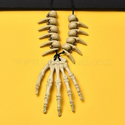 Halloween Harz Skelett Hand Anhänger Polyester Kordel Halsketten&nbsp;NJEW-C095-01