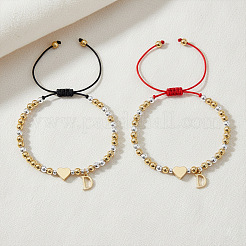 2 Stück Messing-Armband-Set mit Anhängern des Anfangsbuchstabens D&nbsp;GM5695-3