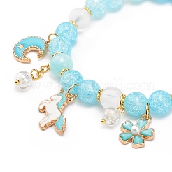 Bracelet extensible en perles de quartz synthétique craquelé et de jade jaune naturel&nbsp;BJEW-JB08527-02
