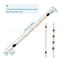 2 Stück 2 Stil Weizen & alte Spitze Acrylperlen Taschengurt&nbsp;FIND-GN0001-04