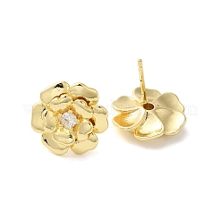 Aretes de corchete de circonita cúbica transparente con micro pavé de latón enchapado en cremallera&nbsp;EJEW-U012-01A-G