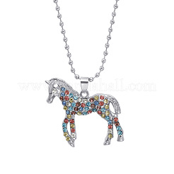 Legierung bunte Strass Pferd Anhänger Halsketten für Kinder&nbsp;FS-WG0E39F-01