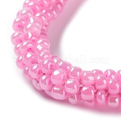 Pulsera elástica trenzada con perlas de vidrio de ganchillo&nbsp;BJEW-K232-01R