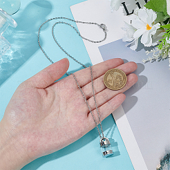 Collier avec pendentif en forme de bouteille en acier inoxydable 304 et en verre&nbsp;NJEW-ME0001-03