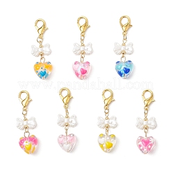 Pendentifs décoratifs en verre émaillé en forme de cœur&nbsp;HJEW-JM03654-01