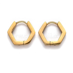 Boucles d'oreilles créoles hexagonales en acier inoxydable 304&nbsp;STAS-H156-03B-G