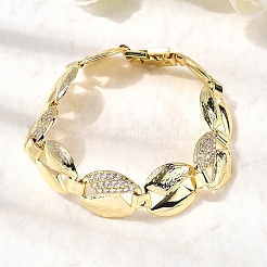 Messing-Gliederkettenarmbänder mit Mikropflaster und klarem Zirkonia für Damen&nbsp;BJEW-H630-09G