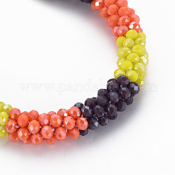 Braccialetto elastico intrecciato con perline di vetro all'uncinetto&nbsp;BJEW-T016-08B
