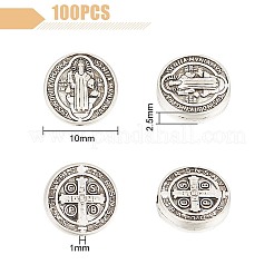 100 perlina rotonda piatta in lega stile tibetano&nbsp;TIBEB-HY0001-08