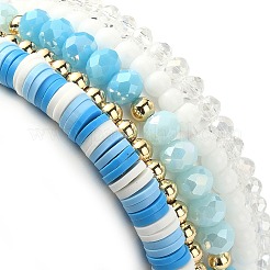 5 Stück 5 Stil Fimo Heishi Surfer Stretch Armbänder Set&nbsp;BJEW-TA00353