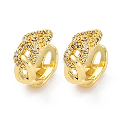 Orecchini a polsino con micro pavé di zirconi chiari in ottone placcato cremagliera&nbsp;EJEW-H147-11G