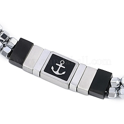 Braccialetti sintetici con perline di ematite non magnetica&nbsp;BJEW-S156-04P-B