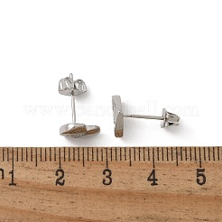 Orecchini a bottone con micro pavé di zirconi chiari in ottone placcato cremagliera&nbsp;EJEW-K299-01P-J