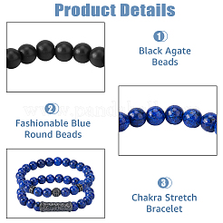 4 Stück 4 Stile natürliche Lapislazuli & Glasperlen Stretch-Armbänder Set&nbsp;BJEW-FI0001-56