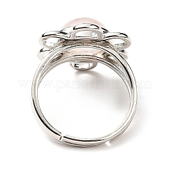 Anillos ajustables de cuarzo rosa natural&nbsp;RJEW-P043-01P-22