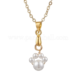 Colliers avec pendentif en forme d'empreinte de patte en perles rondes de 6 mm&nbsp;NJEW-JN05171-03