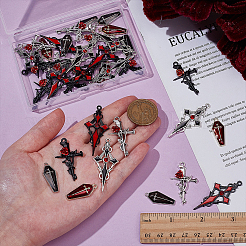 36pcs 6 Arten Halloween-Thema-Legierungs-Emaille-Anhänger&nbsp;FIND-WR0012-66