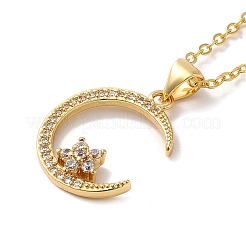 Collana con pendente a mezzaluna in ottone dorato con strass&nbsp;NJEW-Z015-01D-G