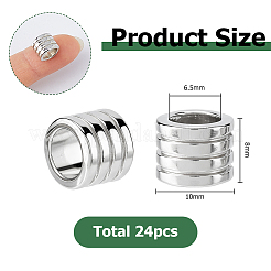24 pièce de perles européennes rainurées en acier inoxydable&nbsp;STAS-HS0001-81B