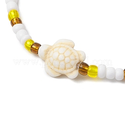 Braccialetti di perline intrecciate in turchese sintetico e semi di vetro&nbsp;BJEW-JB11157-01